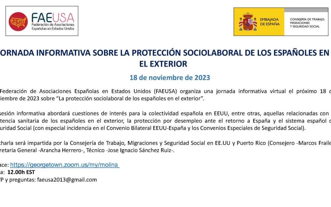 JORNADA INFORMATIVA SOBRE LA PROTECCIÓN SOCIOLABORAL DE LOS ESPAÑOLES EN EL EXTERIOR