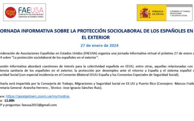 JORNADA INFORMATIVA SOBRE LA PROTECCIÓN SOCIOLABORAL DE LOS ESPAÑOLES EN EL EXTERIOR (Cambio de fecha)